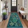 Garvee Jungle Green 8×10 Washable Rugs for Living Room Soft Non Slip Animal Print Bedroom Rugs Large Stain Resistant Botanical Forest Carpet for Kids Play Room Nursery Room Dining Room Decor(Animal Jungle/Blue)