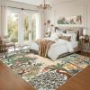 Garvee Jungle Green 8×10 Washable Rugs for Living Room Soft Non Slip Animal Print Bedroom Rugs Large Stain Resistant Botanical Forest Carpet for Kids Play Room Nursery Room Dining Room Decor(Moon Jungle/Taupe)