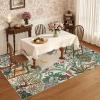 Garvee Jungle Green 8×10 Washable Rugs for Living Room Soft Non Slip Animal Print Bedroom Rugs Large Stain Resistant Botanical Forest Carpet for Kids Play Room Nursery Room Dining Room Decor(Moon Jungle/Taupe)