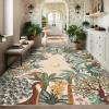 Garvee Jungle Green 8×10 Washable Rugs for Living Room Soft Non Slip Animal Print Bedroom Rugs Large Stain Resistant Botanical Forest Carpet for Kids Play Room Nursery Room Dining Room Decor(Moon Jungle/Taupe)