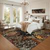 Garvee Jungle Green 8×10 Washable Rugs for Living Room Soft Non Slip Animal Print Bedroom Rugs Large Stain Resistant Botanical Forest Carpet for Kids Play Room Nursery Room Dining Room Decor(Moon Jungle/Brown)