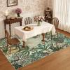 Garvee Jungle Green 8×10 Washable Rugs for Living Room Soft Non Slip Animal Print Bedroom Rugs Large Stain Resistant Botanical Forest Carpet for Kids Play Room Nursery Room Dining Room Decor(Moon Jungle/Green)