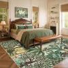 Garvee Jungle Green 8×10 Washable Rugs for Living Room Soft Non Slip Animal Print Bedroom Rugs Large Stain Resistant Botanical Forest Carpet for Kids Play Room Nursery Room Dining Room Decor(Moon Jungle/Green)