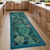Garvee Jungle Green 8×10 Washable Rugs for Living Room Soft Non Slip Animal Print Bedroom Rugs Large Stain Resistant Botanical Forest Carpet for Kids Play Room Nursery Room Dining Room Decor(Animal Jungle/Blue)
