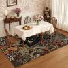 Garvee Jungle Green 8×10 Washable Rugs for Living Room Soft Non Slip Animal Print Bedroom Rugs Large Stain Resistant Botanical Forest Carpet for Kids Play Room Nursery Room Dining Room Decor(Moon Jungle/Brown)