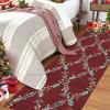 Garvee Red Christmas Runner Rug for Hallway 2×6 Non-Slip Kitchen Runner, Ultra-Soft Low Pile Scalloped Rug for Bedroom, Non-Shedding Thin Indoor Carpet for Laundry, Living Room(Christmas Sprigs-red)