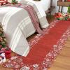 Garvee Red Christmas Runner Rug for Hallway 2×6 Non-Slip Kitchen Runner, Ultra-Soft Low Pile Scalloped Rug for Bedroom, Non-Shedding Thin Indoor Carpet for Laundry, Living Room(Christmas Border-red)