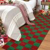 Garvee Red Christmas Runner Rug for Hallway 2×6 Non-Slip Kitchen Runner, Ultra-Soft Low Pile Scalloped Rug for Bedroom, Non-Shedding Thin Indoor Carpet for Laundry, Living Room(Christmas Plaid-red&green)