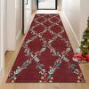 Garvee Red Christmas Runner Rug for Hallway 2×6 Non-Slip Kitchen Runner, Ultra-Soft Low Pile Scalloped Rug for Bedroom, Non-Shedding Thin Indoor Carpet for Laundry, Living Room(Christmas Sprigs-red)