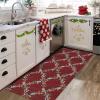 Garvee Red Christmas Runner Rug for Hallway 2×6 Non-Slip Kitchen Runner, Ultra-Soft Low Pile Scalloped Rug for Bedroom, Non-Shedding Thin Indoor Carpet for Laundry, Living Room(Christmas Sprigs-red)