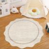 Garvee Scalloped Washable Round Rugs, Non-Slip Soft Round Rug 4ft Ultra-Thin, Small Boho Circle Carpet for Entryway Kitchen Bedroom Nursery Bathroom, Beige