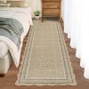 Garvee Scalloped Washable Rugs for Entryway 2×8 Runner Rug Non Slip Kitchen Rugs Indoor Modern Long Bathroom Rug Low Pile Stain Resistant Carpet for Bedroom Hallway Laundry Living Room 2’x8′ Dark Grey(Scalloped03|jute Color)