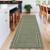 Garvee Scalloped Washable Rugs for Entryway 2×8 Runner Rug Non Slip Kitchen Rugs Indoor Modern Long Bathroom Rug Low Pile Stain Resistant Carpet for Bedroom Hallway Laundry Living Room 2’x8′ Dark Grey(Scalloped03|green)