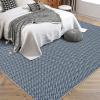 Garvee Vintage Print Area Rug,5×7 ft Boho Non-Slip Indoor Carpet with Realistic Braided Texture, Stain Resistant Distressed Print Mat for Living Room/Bedroom/Kitchen/Nursery-Washable, Durable(Black(Blue)