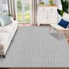 Garvee Vintage Print Area Rug,5×7 ft Boho Non-Slip Indoor Carpet with Realistic Braided Texture, Stain Resistant Distressed Print Mat for Living Room/Bedroom/Kitchen/Nursery-Washable, Durable(Black(Grey)