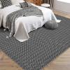 Garvee Vintage Print Area Rug,5×7 ft Boho Non-Slip Indoor Carpet with Realistic Braided Texture, Stain Resistant Distressed Print Mat for Living Room/Bedroom/Kitchen/Nursery-Washable, Durable(Black(Black)