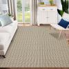 Garvee Vintage Print Area Rug,5×7 ft Boho Non-Slip Indoor Carpet with Realistic Braided Texture, Stain Resistant Distressed Print Mat for Living Room/Bedroom/Kitchen/Nursery-Washable, Durable(Black(Camel)