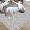 Garvee Vintage Print Area Rug,5×7 ft Boho Non-Slip Indoor Carpet with Realistic Braided Texture, Stain Resistant Distressed Print Mat for Living Room/Bedroom/Kitchen/Nursery-Washable, Durable(Black(Grey)
