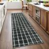 Garvee Washable 4×6 Area Rug Indoor Modern Geometric Checkered Print Bedroom Rugs Soft Non Slip Floor Carpet for Living Room Dining Room Kitchen Low Pile Untra Thin Rug for Nusery Playroom, Blue(Black)