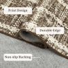 Garvee Washable 4×6 Area Rug Indoor Modern Geometric Checkered Print Bedroom Rugs Soft Non Slip Floor Carpet for Living Room Dining Room Kitchen Low Pile Untra Thin Rug for Nusery Playroom, Blue(Taupe)