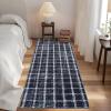 Garvee Washable 4×6 Area Rug Indoor Modern Geometric Checkered Print Bedroom Rugs Soft Non Slip Floor Carpet for Living Room Dining Room Kitchen Low Pile Untra Thin Rug for Nusery Playroom, Blue(Blue)