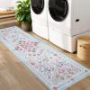 Garvee Washable Floral 5×7 Area Rugs for Living Room, Indoor Farmhouse Non Slip Girls Bedroom Rug, Ultra Soft Thin Large Carpet for Nursery Playroom, Stain Resistant Dining Room Rugs, Beige Pink(Floral|light Blue)
