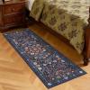 Garvee Washable Floral 5×7 Area Rugs for Living Room, Indoor Farmhouse Non Slip Girls Bedroom Rug, Ultra Soft Thin Large Carpet for Nursery Playroom, Stain Resistant Dining Room Rugs, Beige Pink(Floral|dark Blue)