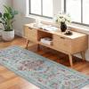 Garvee Washable Floral 5×7 Area Rugs for Living Room, Indoor Farmhouse Non Slip Girls Bedroom Rug, Ultra Soft Thin Large Carpet for Nursery Playroom, Stain Resistant Dining Room Rugs, Beige Pink(Floral|grey Green)