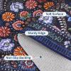 Garvee Washable Floral 5×7 Area Rugs for Living Room, Indoor Farmhouse Non Slip Girls Bedroom Rug, Ultra Soft Thin Large Carpet for Nursery Playroom, Stain Resistant Dining Room Rugs, Beige Pink(Floral|dark Blue)