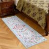 Garvee Washable Floral 5×7 Area Rugs for Living Room, Indoor Farmhouse Non Slip Girls Bedroom Rug, Ultra Soft Thin Large Carpet for Nursery Playroom, Stain Resistant Dining Room Rugs, Beige Pink(Floral|light Blue)