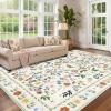 Garvee Washable Floral Rug 9x12ft Non Slip Living Room Rug, Area Rugs Vintage Distressed Soft Carpet for Bedroom, Dinning Room, Home Office(Beige/Multi)