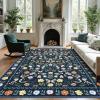Garvee Washable Floral Rug 9x12ft Non Slip Living Room Rug, Area Rugs Vintage Distressed Soft Carpet for Bedroom, Dinning Room, Home Office(Blue)