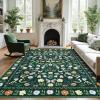 Garvee Washable Floral Rug 9x12ft Non Slip Living Room Rug, Area Rugs Vintage Distressed Soft Carpet for Bedroom, Dinning Room, Home Office(Green)