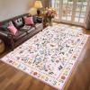 Garvee Washable Floral Rug 9x12ft Non Slip Living Room Rug, Area Rugs Vintage Distressed Soft Carpet for Bedroom, Dinning Room, Home Office(Light Pink)