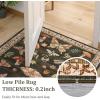 Garvee Washable Rug 8×10 Vintage Area Rug for Living Room Non Slip Boho Medal Throw Rugs Non Shedding Farmhouse Distressed Carpet Foldable Thin Retro Rug for Office Kid Nursery Playroom Blue Brown(Butterfly | Brown)