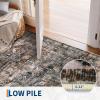 Garvee Washable Rug 8×10 Vintage Area Rug for Living Room Non Slip Boho Medal Throw Rugs Non Shedding Farmhouse Distressed Carpet Foldable Thin Retro Rug for Office Kid Nursery Playroom Blue Brown(Brown)