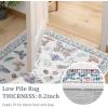 Garvee Washable Rug 8×10 Vintage Area Rug for Living Room Non Slip Boho Medal Throw Rugs Non Shedding Farmhouse Distressed Carpet Foldable Thin Retro Rug for Office Kid Nursery Playroom Blue Brown(Butterfly | Beige)