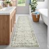 Garvee Washable Rug 8×10 Vintage Area Rug for Living Room Non Slip Boho Medal Throw Rugs Non Shedding Farmhouse Distressed Carpet Foldable Thin Retro Rug for Office Kid Nursery Playroom Blue Brown(Beige)