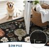 Garvee Washable Rug 8×10 Vintage Area Rug for Living Room Non Slip Boho Medal Throw Rugs Non Shedding Farmhouse Distressed Carpet Foldable Thin Retro Rug for Office Kid Nursery Playroom Blue Brown(Retro | Black)