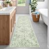 Garvee Washable Rug 8×10 Vintage Area Rug for Living Room Non Slip Boho Medal Throw Rugs Non Shedding Farmhouse Distressed Carpet Foldable Thin Retro Rug for Office Kid Nursery Playroom Blue Brown(Green)