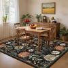 Garvee Washable Rug 8×10 Vintage Area Rug for Living Room Non Slip Boho Medal Throw Rugs Non Shedding Farmhouse Distressed Carpet Foldable Thin Retro Rug for Office Kid Nursery Playroom Blue Brown(Retro | Black)