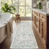 Garvee Washable Rug 8×10 Vintage Area Rug for Living Room Non Slip Boho Medal Throw Rugs Non Shedding Farmhouse Distressed Carpet Foldable Thin Retro Rug for Office Kid Nursery Playroom Blue Brown(Boho Floral | Beige)