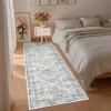 Garvee Washable Rug 8×10 Vintage Area Rug for Living Room Non Slip Boho Medal Throw Rugs Non Shedding Farmhouse Distressed Carpet Foldable Thin Retro Rug for Office Kid Nursery Playroom Blue Brown(Blue Brown)