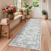 Garvee Washable Rug 8×10 Vintage Area Rug for Living Room Non Slip Boho Medal Throw Rugs Non Shedding Farmhouse Distressed Carpet Foldable Thin Retro Rug for Office Kid Nursery Playroom Blue Brown(Blue Brown)