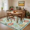 Garvee Washable Rug 8×10 Vintage Area Rug for Living Room Non Slip Boho Medal Throw Rugs Non Shedding Farmhouse Distressed Carpet Foldable Thin Retro Rug for Office Kid Nursery Playroom Blue Brown(Retro | Sky Blue)