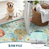 Garvee Washable Rug 8×10 Vintage Area Rug for Living Room Non Slip Boho Medal Throw Rugs Non Shedding Farmhouse Distressed Carpet Foldable Thin Retro Rug for Office Kid Nursery Playroom Blue Brown(Retro | Sky Blue)