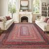 Garvee Washable Rug 9×12 Modern Bordered Area Rugs for Living Room Contemporary Rustic Soft Anti-Skid Folding Carpet Non-Shedding Indoor Floor Carpets for Bedroom Dining Room Home Office, Beige(Border-pink)