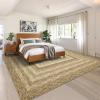 Garvee Washable Rug 9×12 Modern Bordered Area Rugs for Living Room Contemporary Rustic Soft Anti-Skid Folding Carpet Non-Shedding Indoor Floor Carpets for Bedroom Dining Room Home Office, Beige(Border-jute)