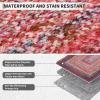 Garvee Washable Rug 9×12 Modern Bordered Area Rugs for Living Room Contemporary Rustic Soft Anti-Skid Folding Carpet Non-Shedding Indoor Floor Carpets for Bedroom Dining Room Home Office, Beige(Border-pink)