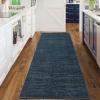 Garvee Washable Runner Rug for Hallway 2×6 Black Bathroom Rug Non Slip Non Shedding Modern Solid Color Floor Covering Stain Resistant Contemporary Accent Mats for Entryway Bedroom Kitchen(Neutral|blue)